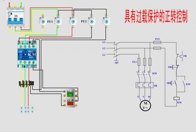 常用電動(dòng)機(jī)控制實(shí)物接線圖+原理圖(圖2)